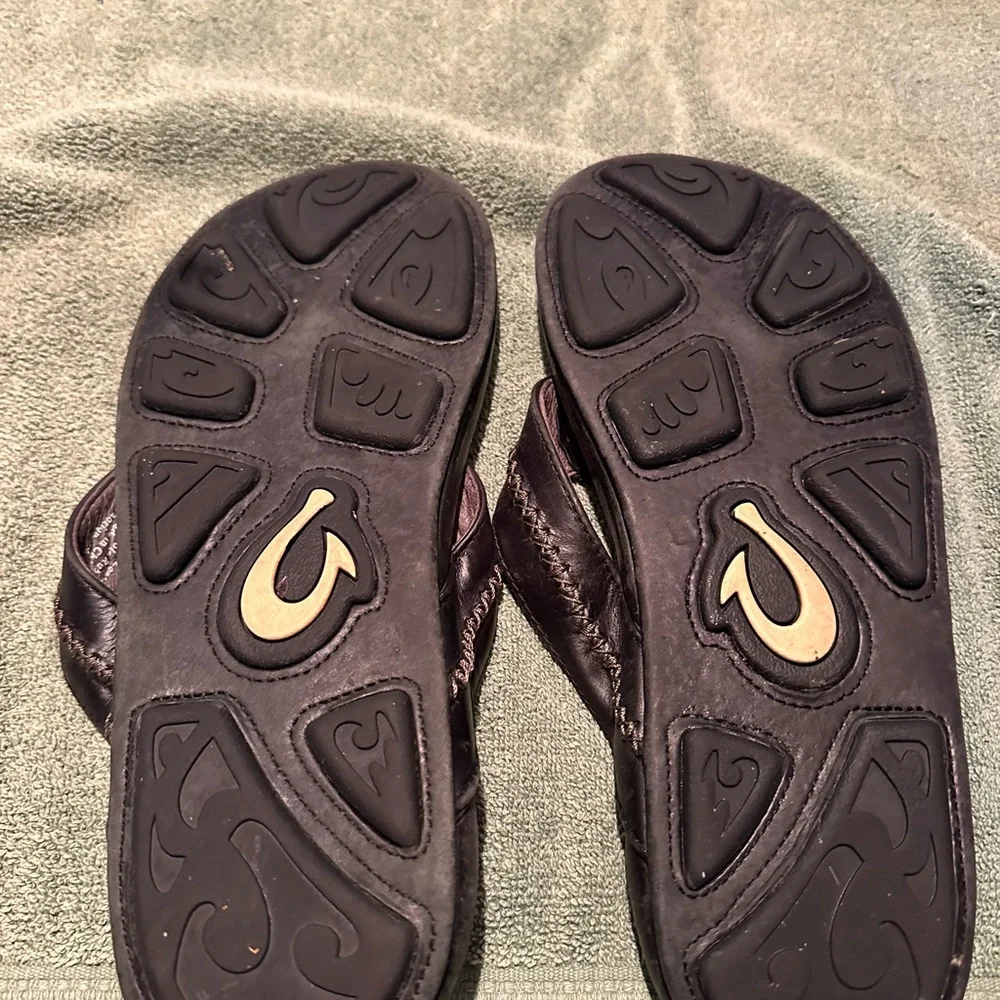 Men's Black Leather Sandals - Picture 3 of 4